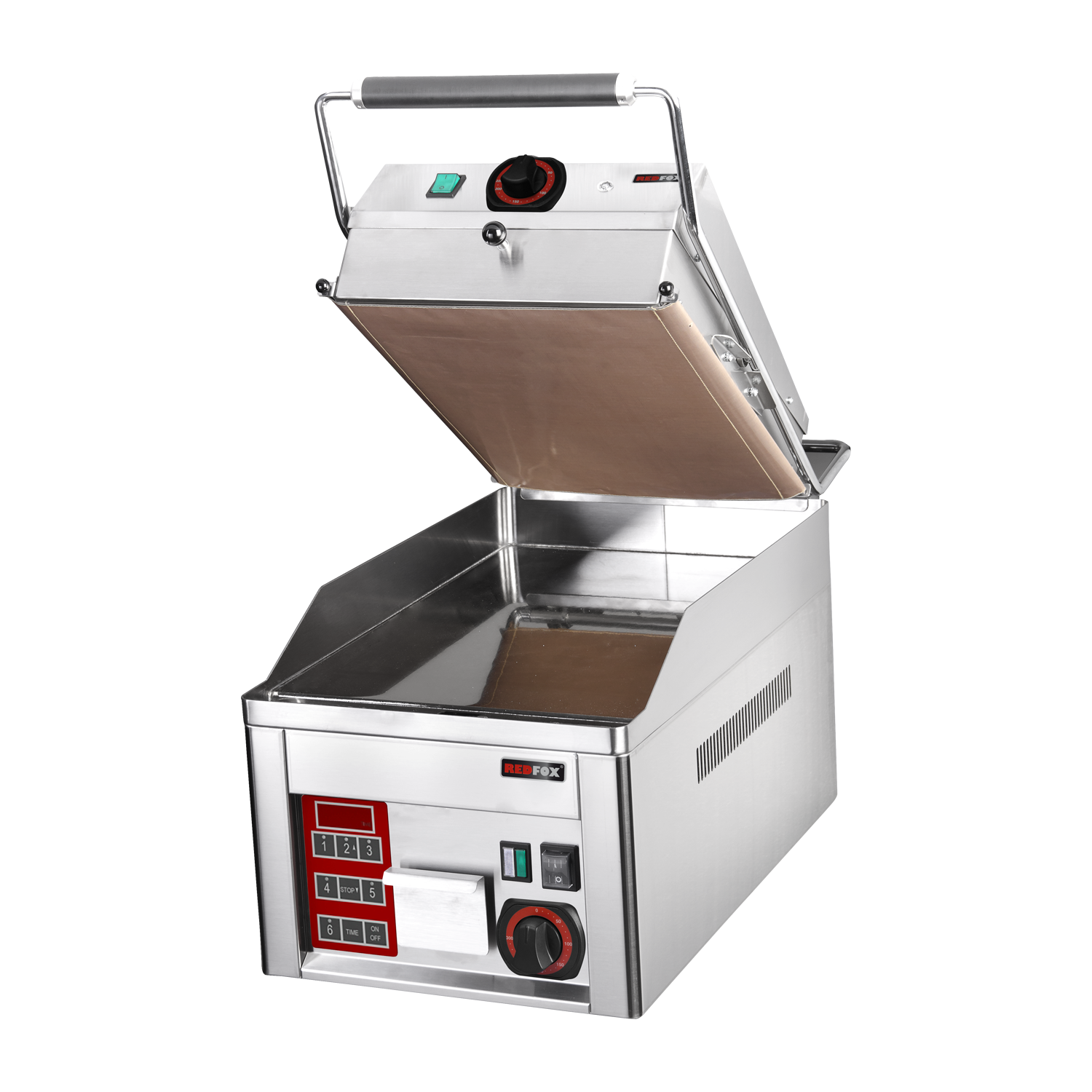 Steak gril elektrický s digitálním časovačem a vrchní kontaktní deskou 32x48 stolní | REDFOX - FTHC 30 ED + KD 30 T