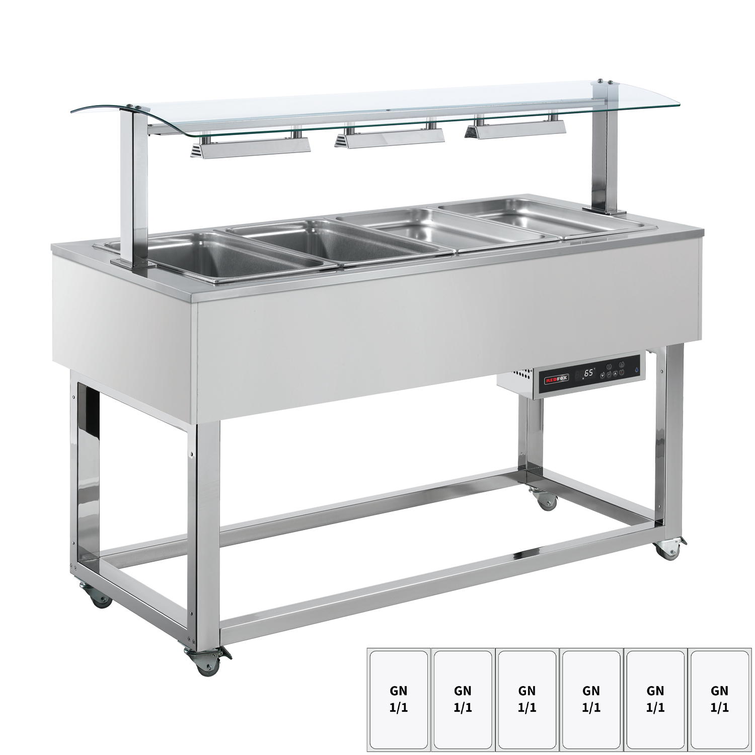 Food display island heated, bain marie tub GN 6-1/1 RAL | REDFOX - ES RED+ 6R