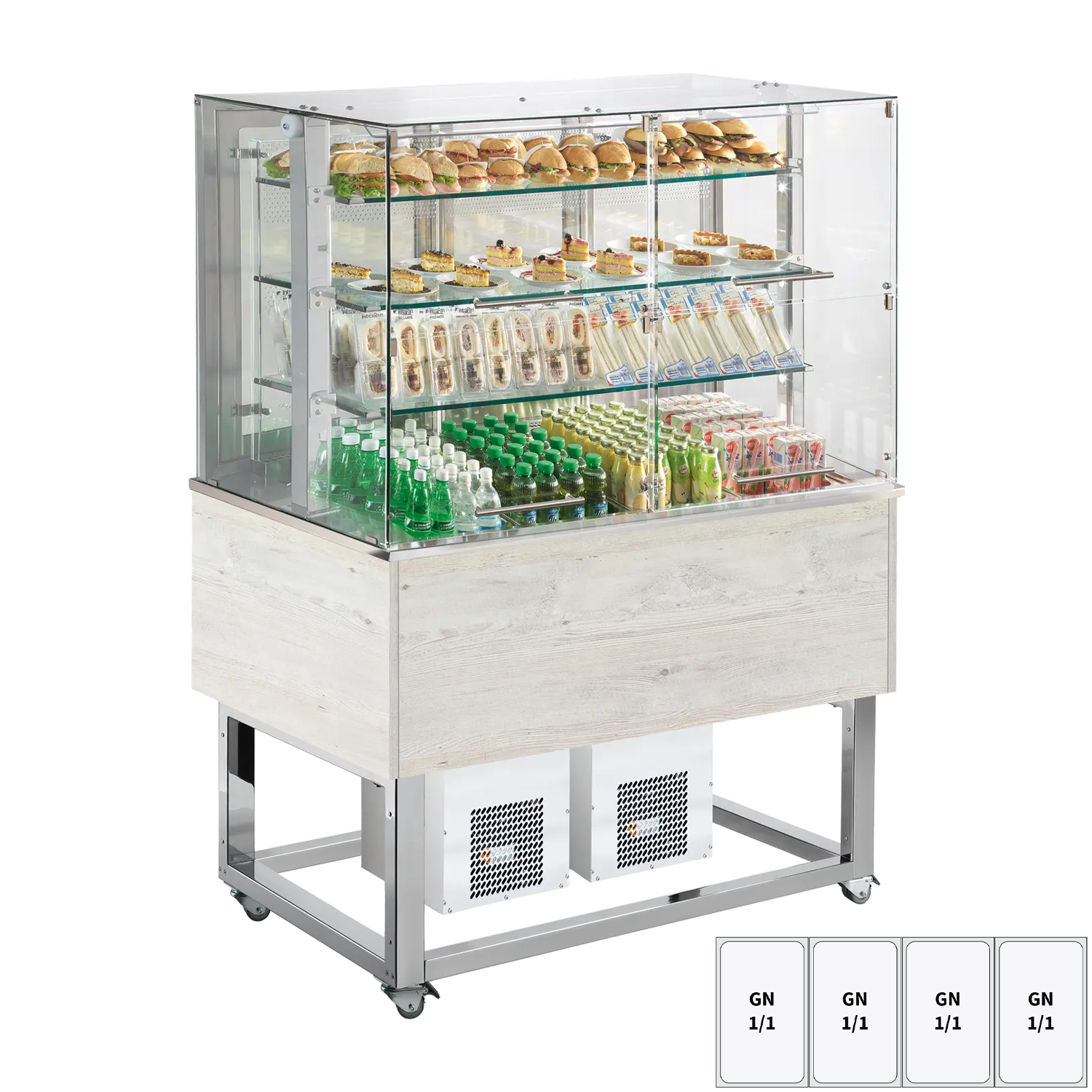 Chilled display unit GN 4-1/1 bottom cover, upwards opening, Hemlock | REDFOX - ES PLATINUM+ 4H DF