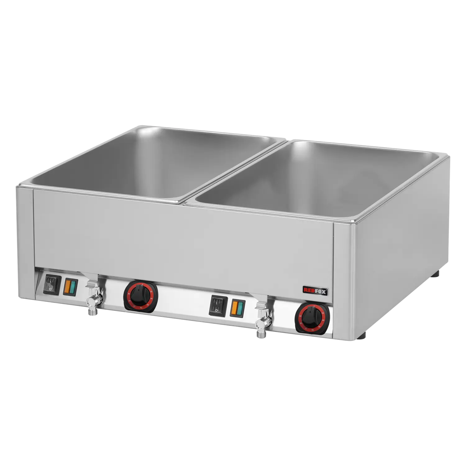 Bain marie electric 2x GN 1/1 - 150 counter top with drain tap | REDFOX - BMV 2115
