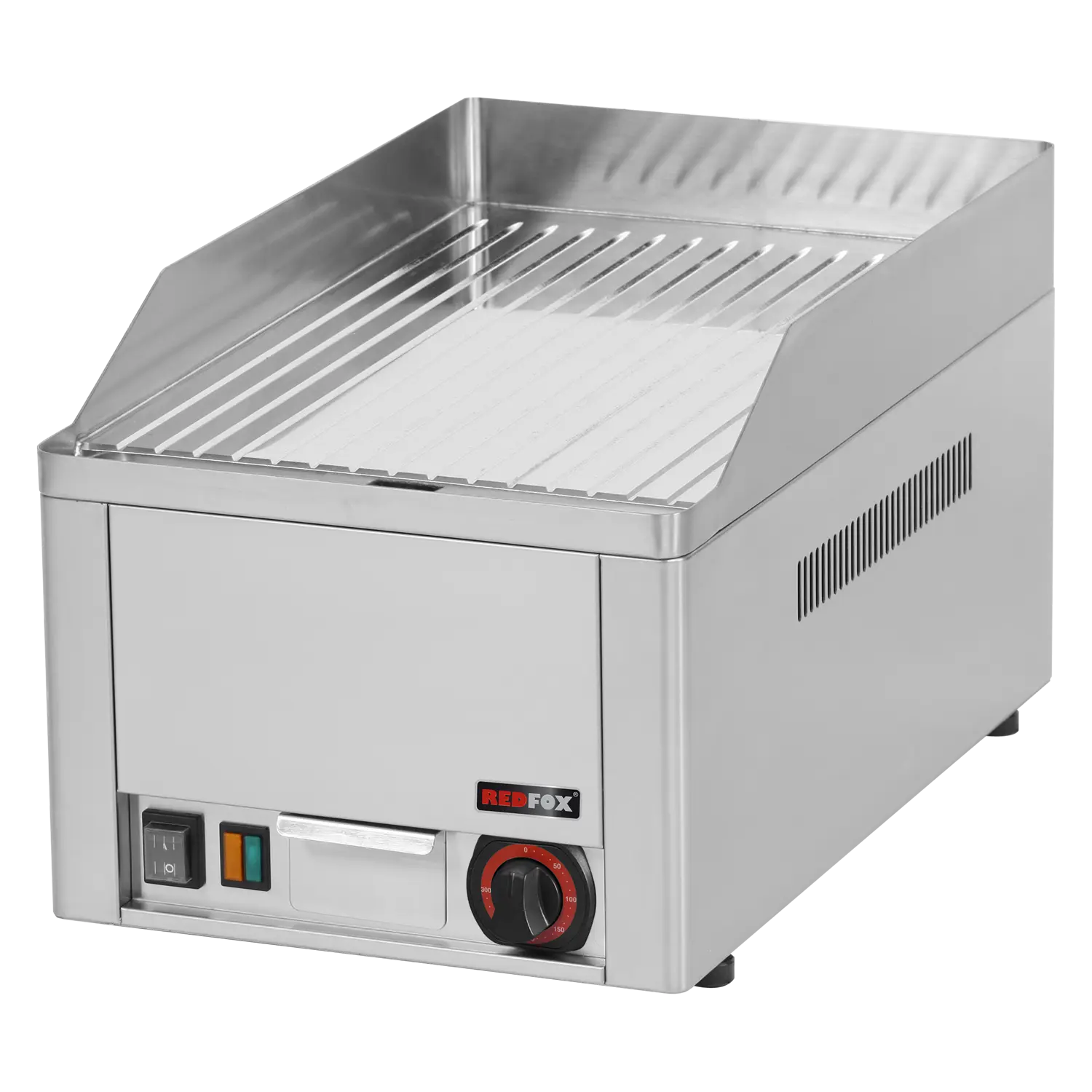 Fry-top griddle plate 32x48 electric chromed grooved counter top 230 V | REDFOX - FTRC 30 E