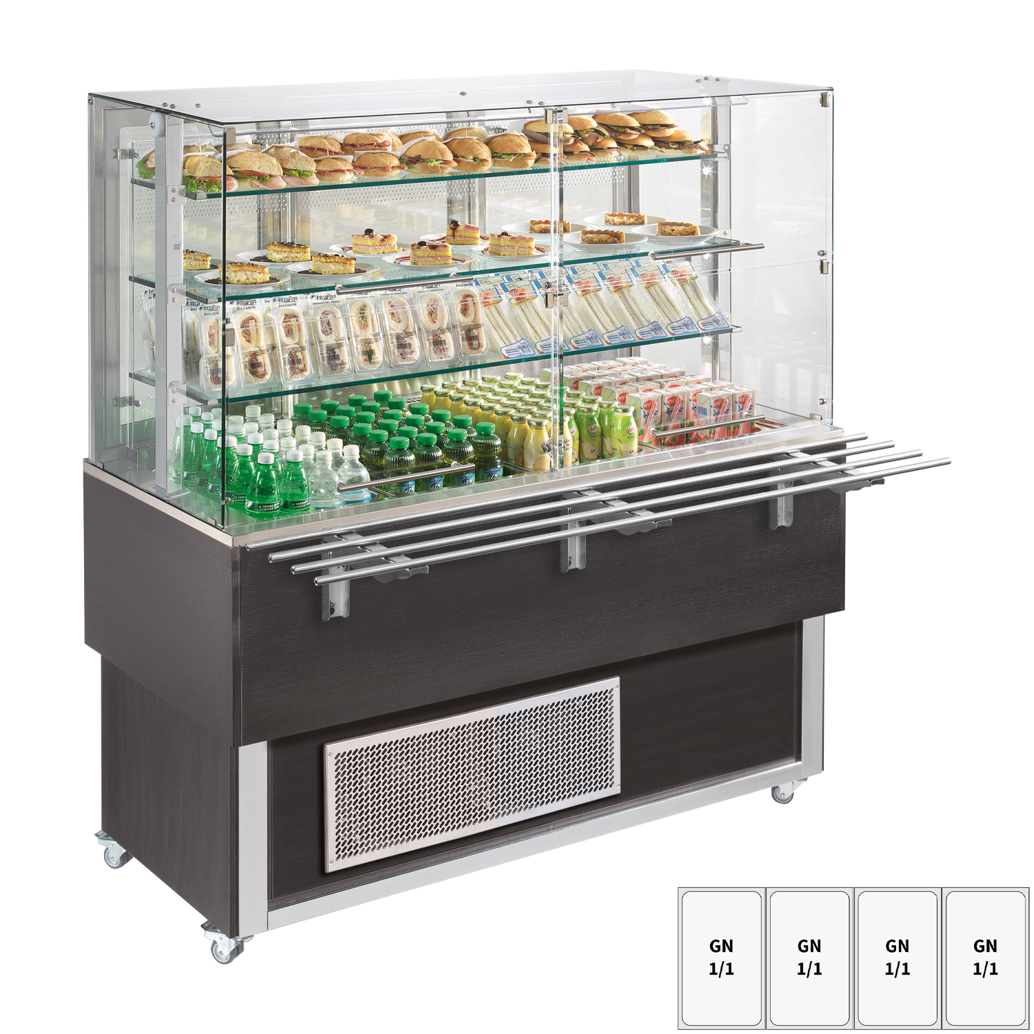 Chilled display unit GN 4-1/1 bottom cover, upwards opening, Wenge | REDFOX - ES PLATINUM+ 4W DF