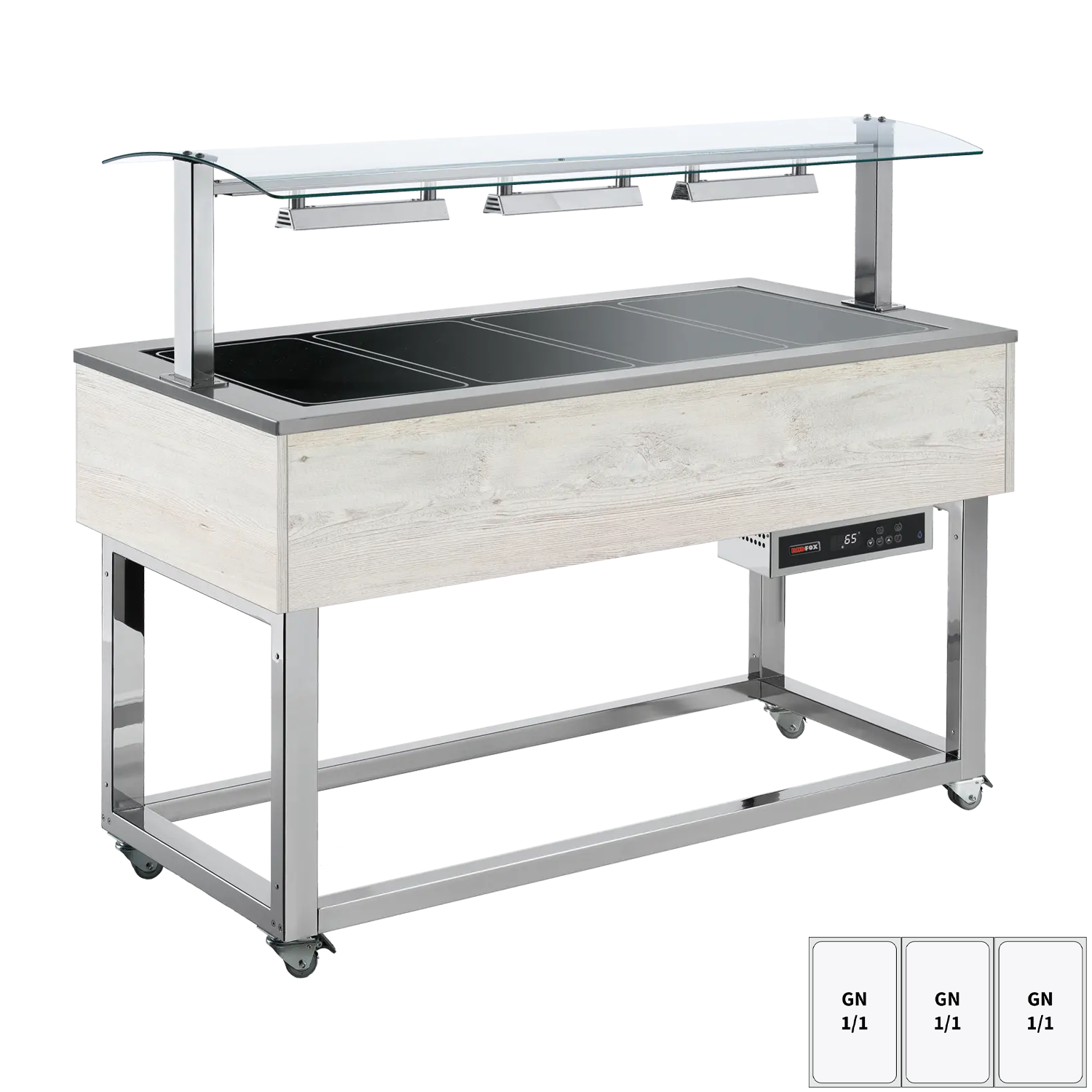 Food display island heated, glass ceramic GN 3-1/1 Hemlock | REDFOX - ES BROWN+ 3H