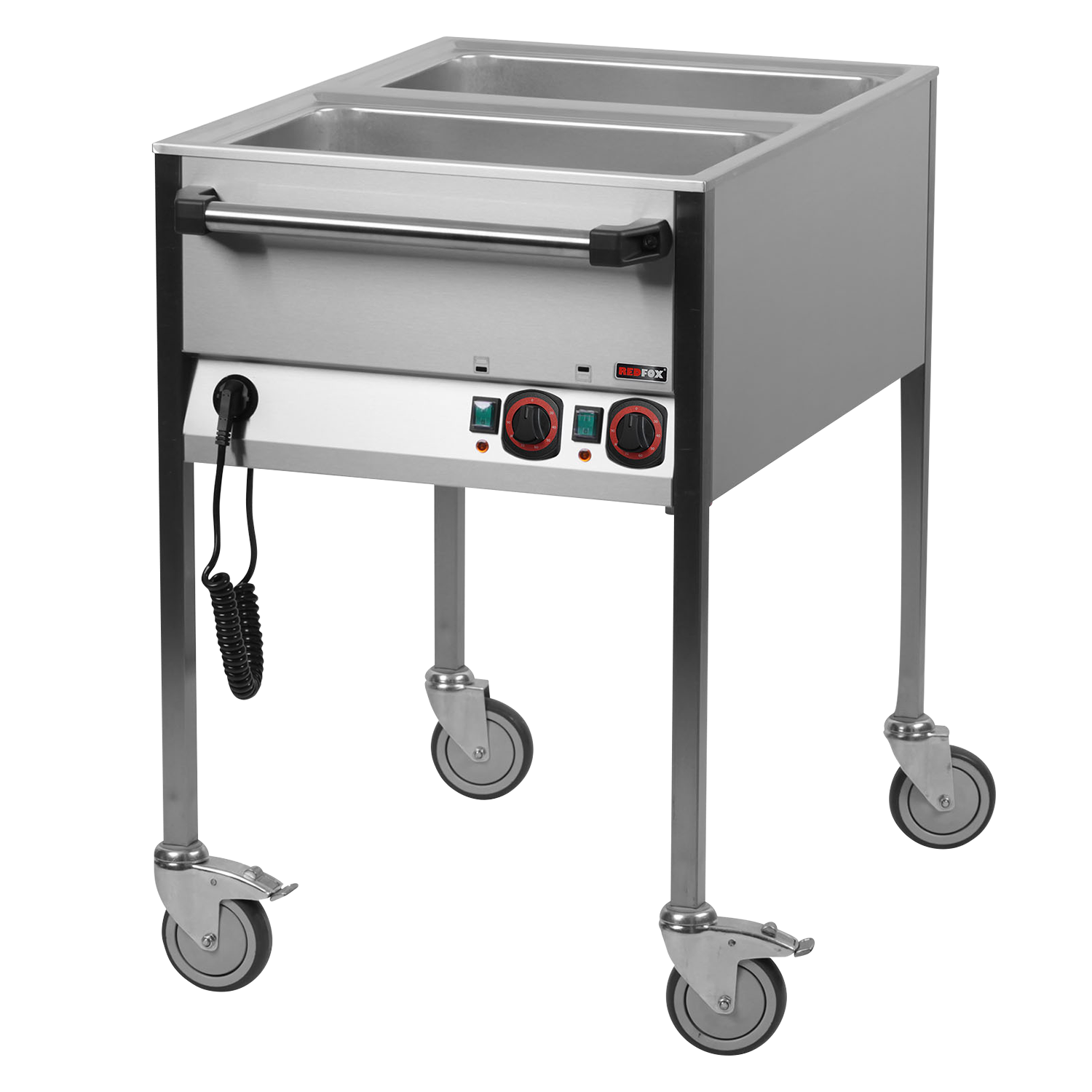 Bain marie electric GN 2-1/1 controllers on shorter side  | REDFOX - VLPK 2120