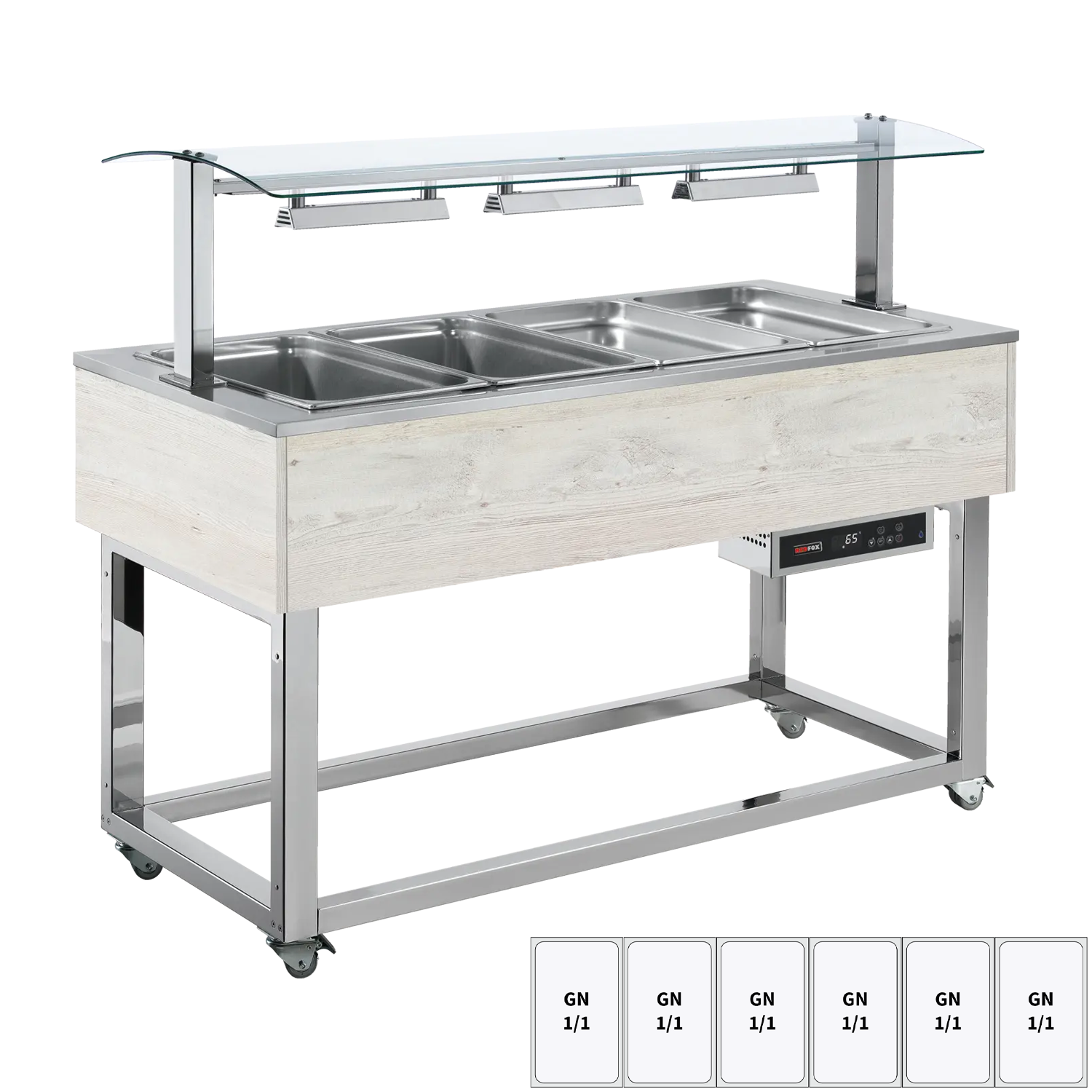 Food display island heated, bain marie tub GN 6-1/1 Hemlock | REDFOX - ES RED+ 6H