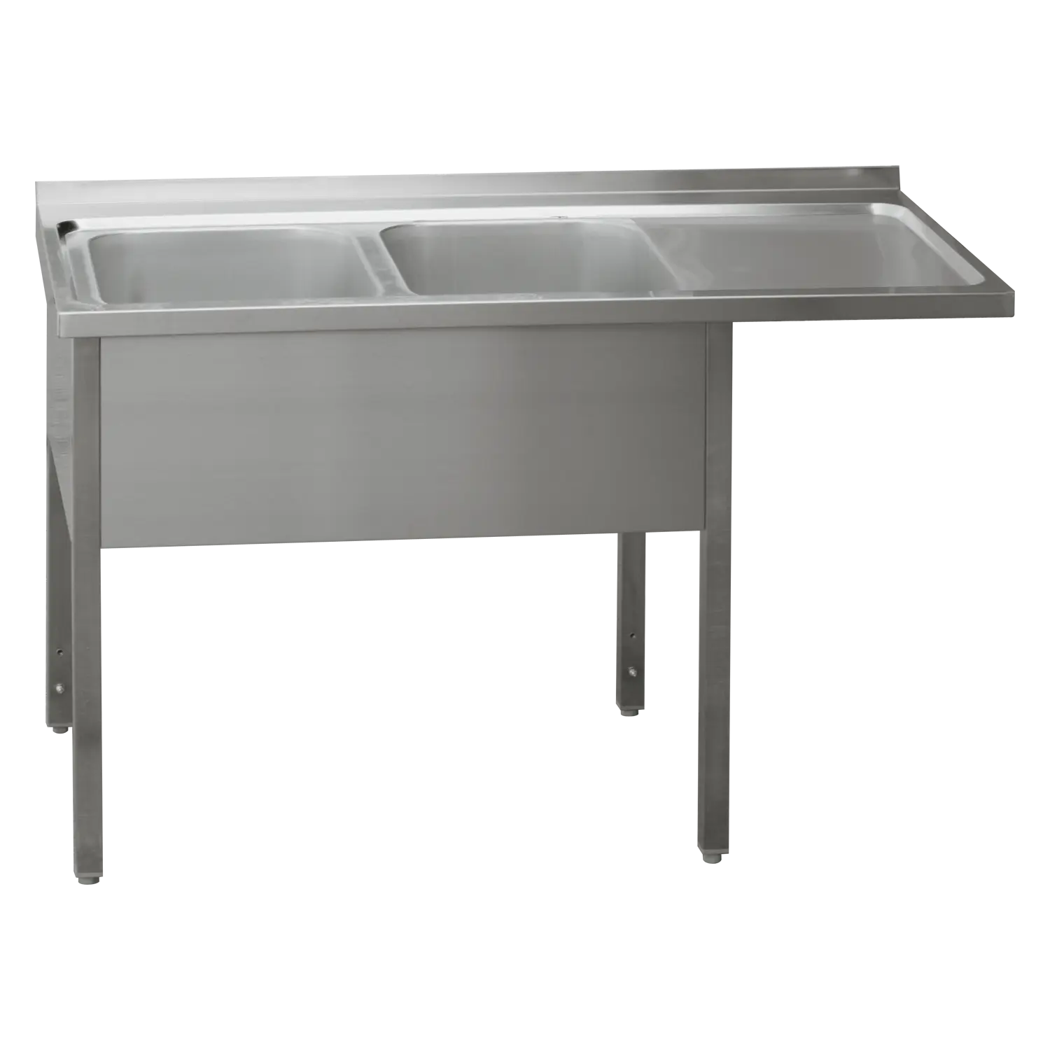 Table de lavage 150x70x90 - 2x évier 40x50x30 égouttoir droit | REDFOX - MSDOP/M 7015