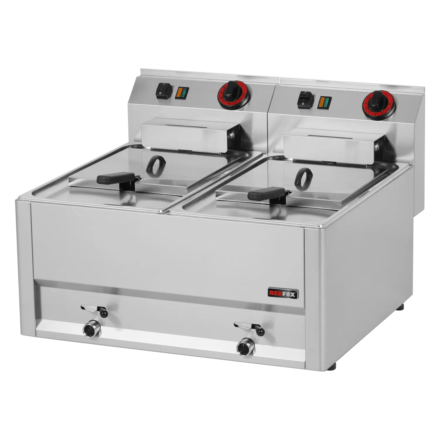 Electric fryer 2 baskets 0,75 kW/l, 8+8 l without cabinet 400 V | REDFOX - FE 60 ELT