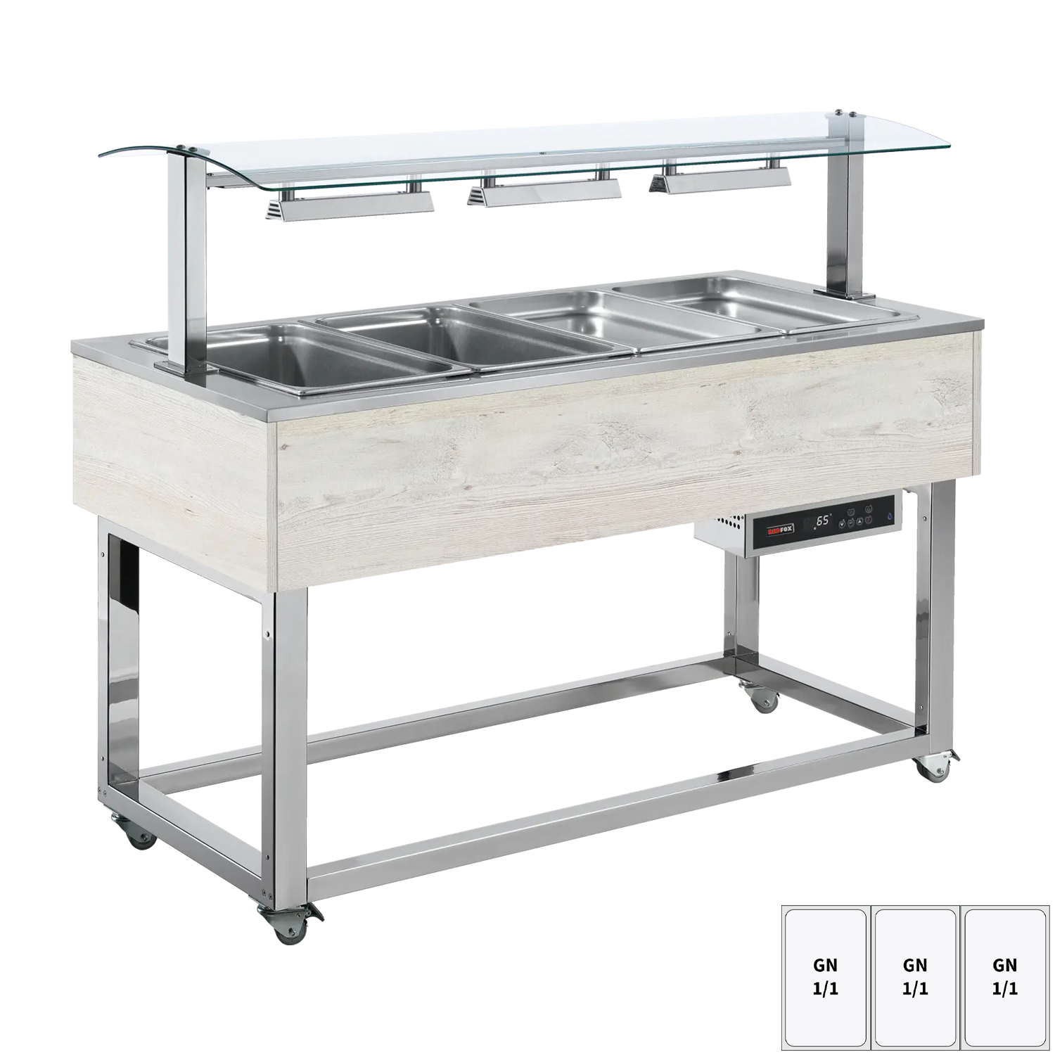 Food display island heated, bain marie tub GN 3-1/1 Hemlock | REDFOX - ES RED+ 3H