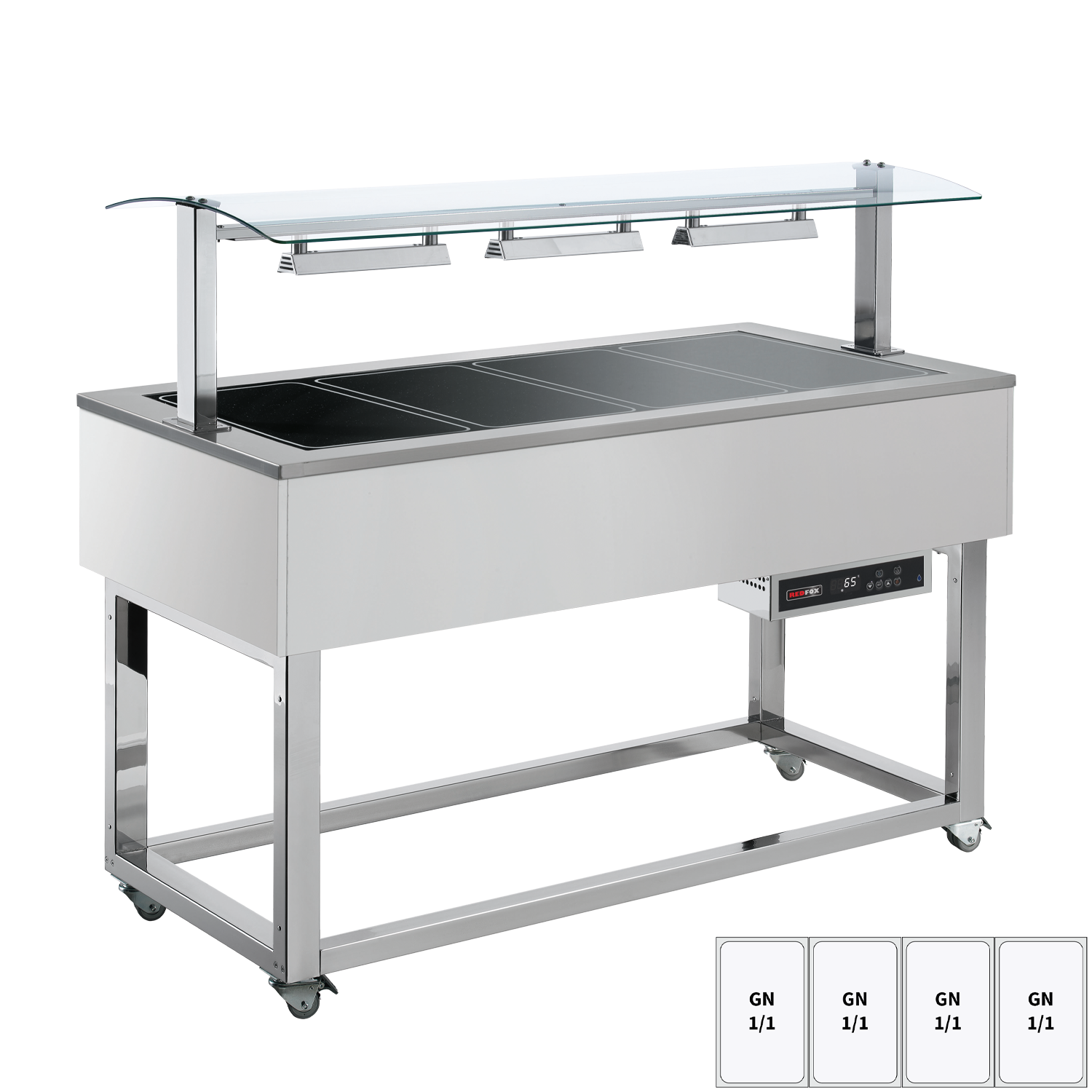 Food display island heated, glass ceramic GN 4-1/1 RAL | REDFOX - ES BROWN+ 4R