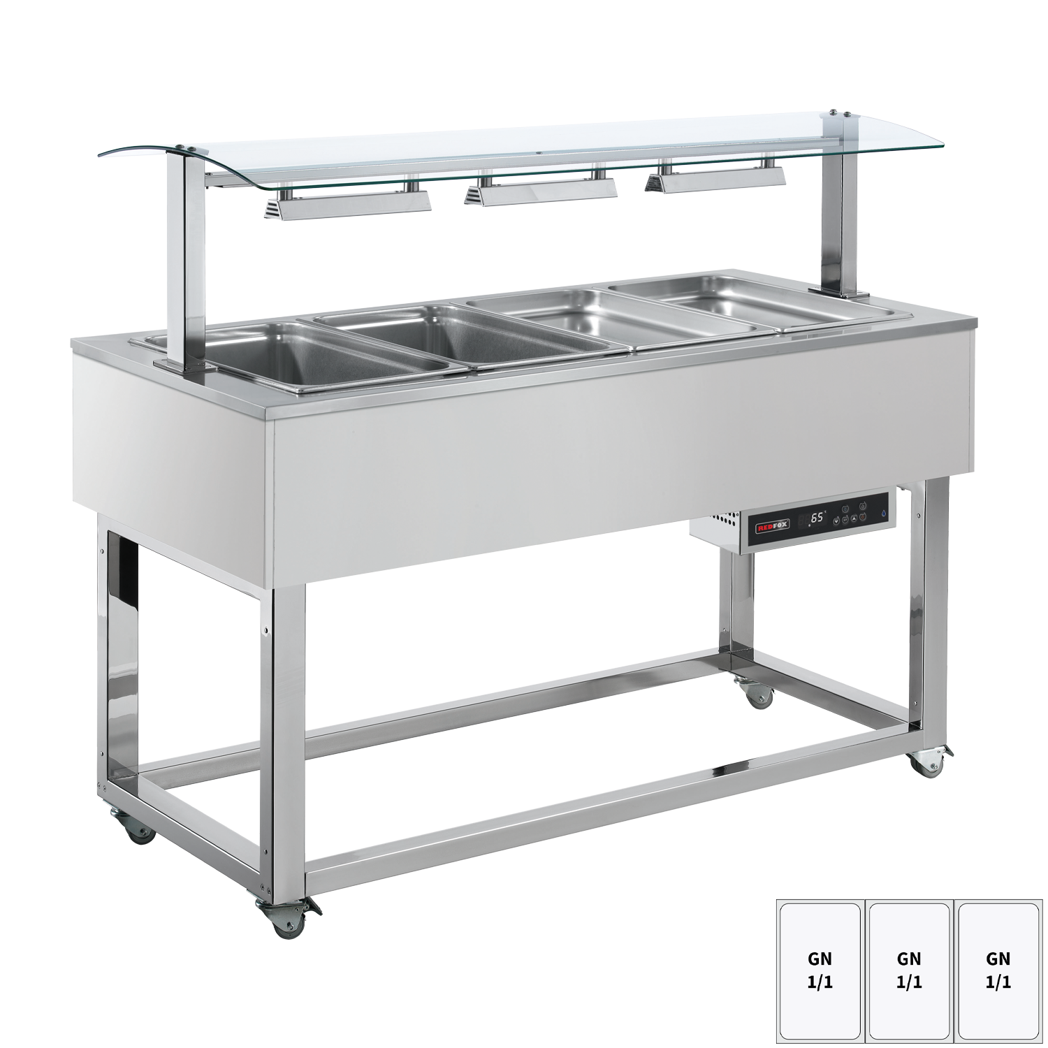 Food display island heated, bain marie tub GN 3-1/1 RAL | REDFOX - ES RED+ 3R