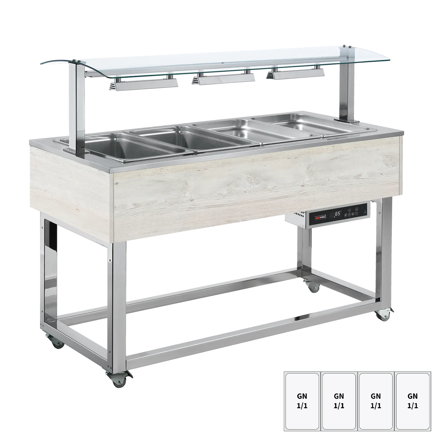 Food display island heated, bain marie tub GN 4-1/1 Hemlock | REDFOX - ES RED+ 4H