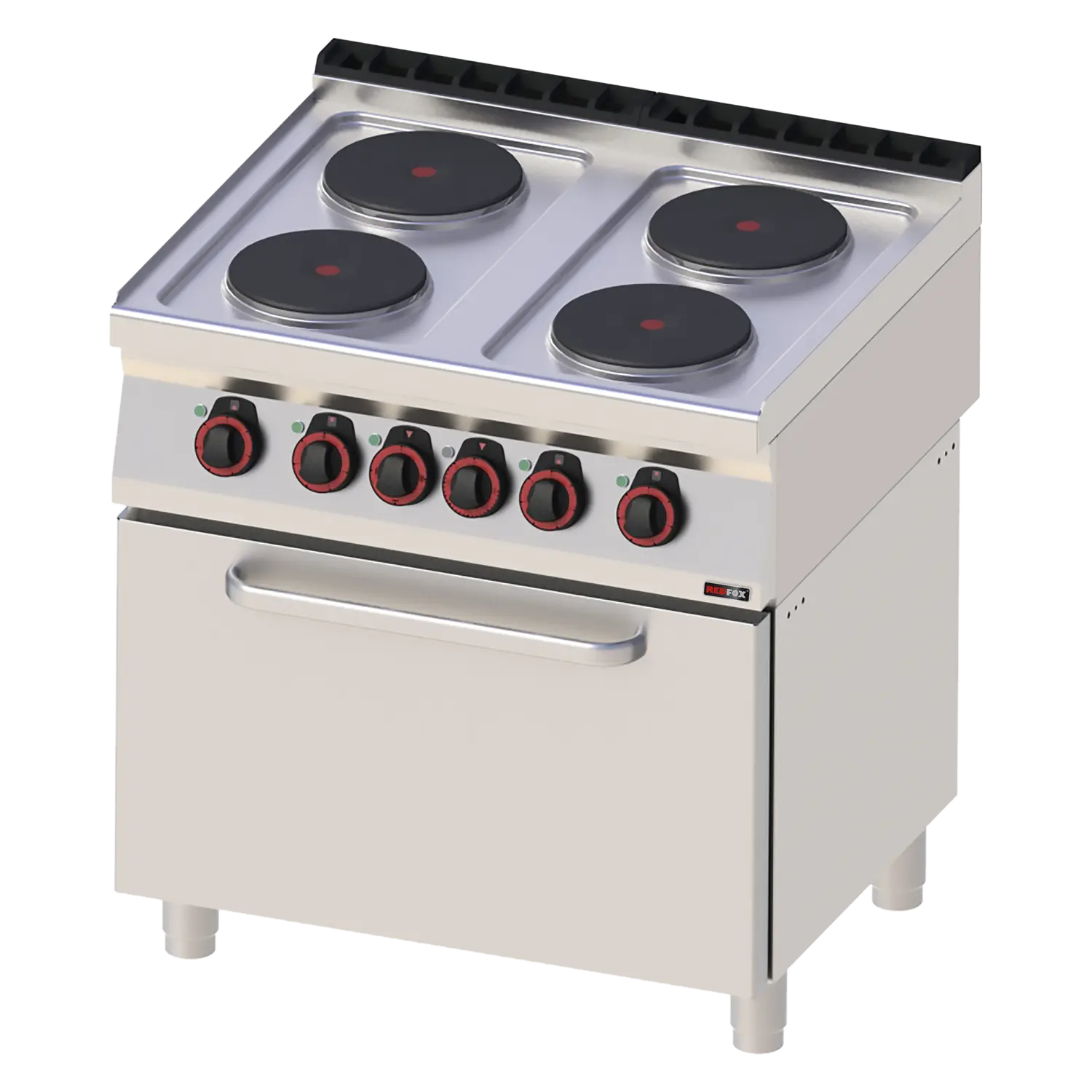 Sporák elektrický se statickou elektrickou troubou GN 2/1 - 4x plotýnka 400 V | REDFOX - SPT 70/80 21 E