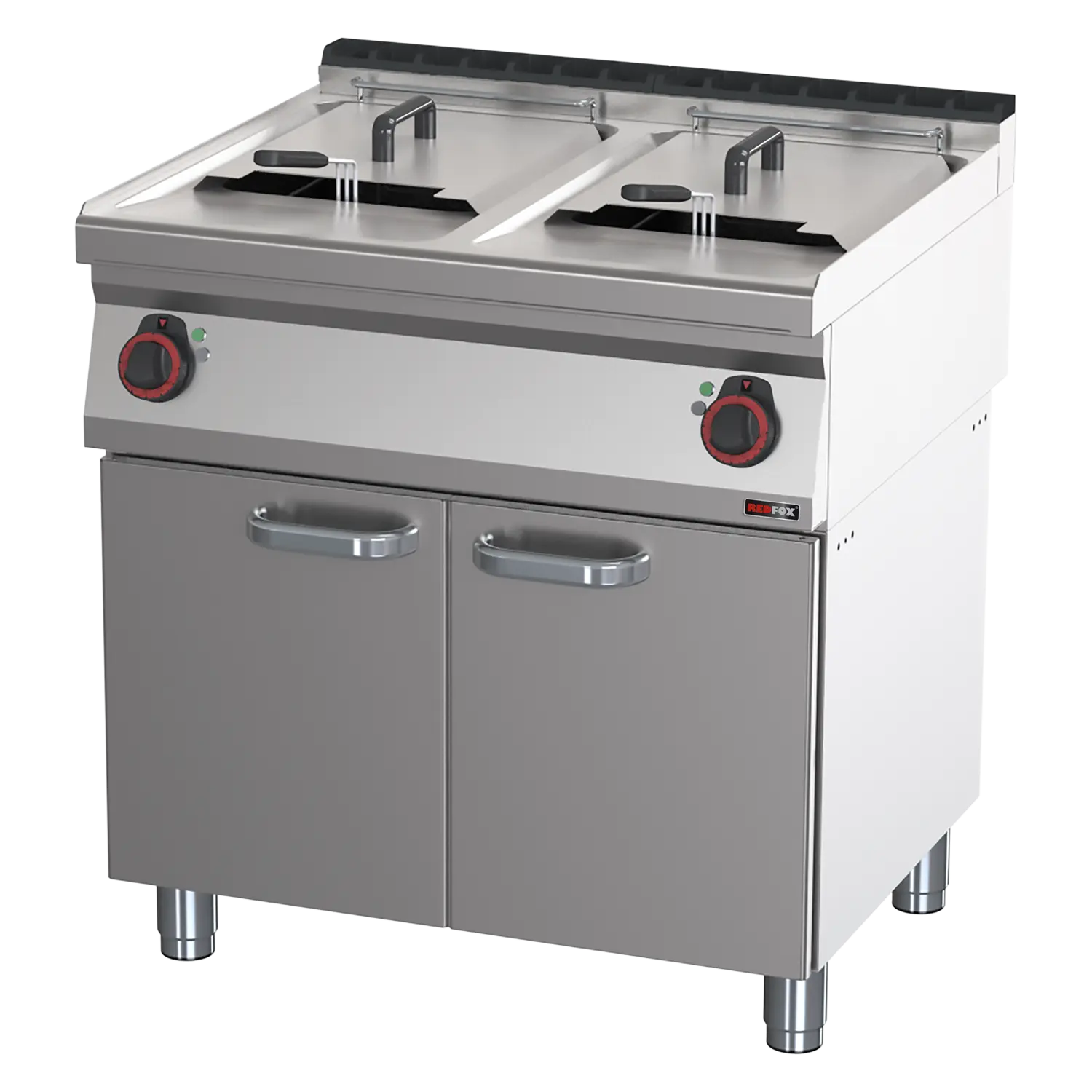 Electric fryer 2 baskets 0,8 kW/l, 17+17 l on cabinet 400 V | REDFOX - FE 70/80 E