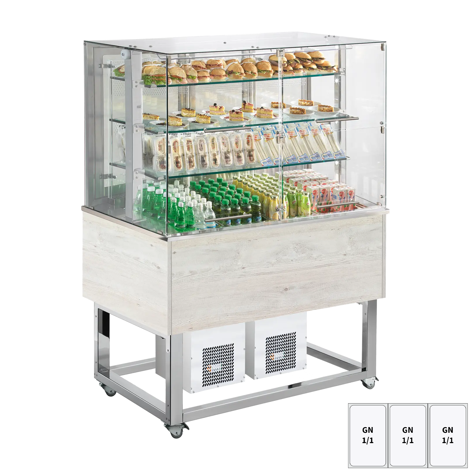 Chilled display unit GN 3-1/1 bottom cover, upwards opening, Hemlock | REDFOX - ES PLATINUM+ 3H DF