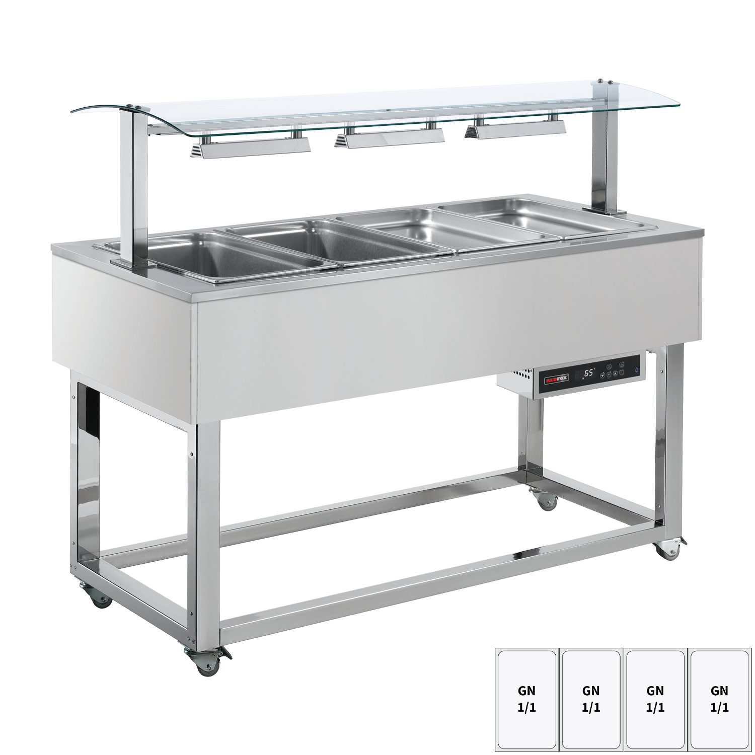 Food display island heated, bain marie tub GN 4-1/1 RAL | REDFOX - ES RED+ 4R
