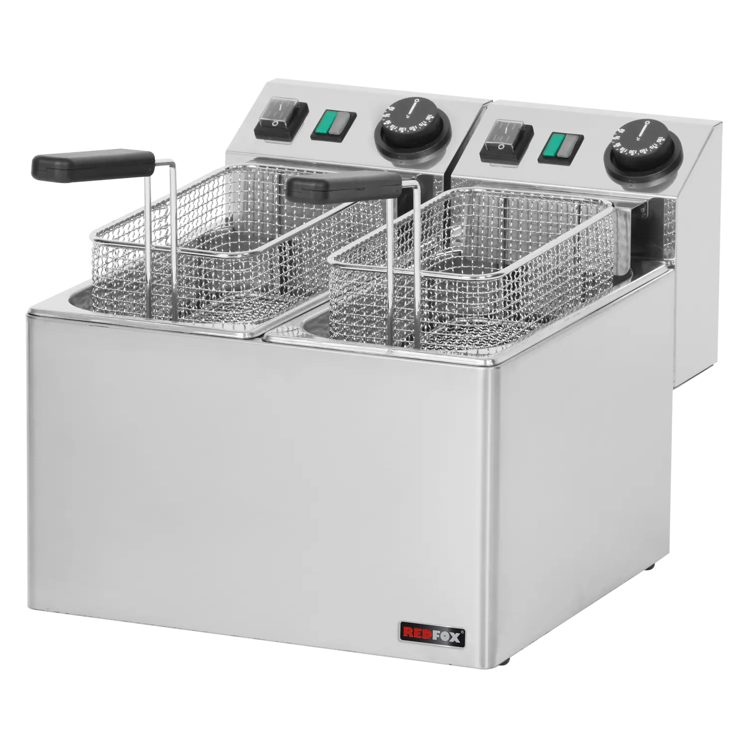 Electric fryer 2 baskets 0,42 kW/l, 5+5 l counter top 230 V | REDFOX - FE 44 E