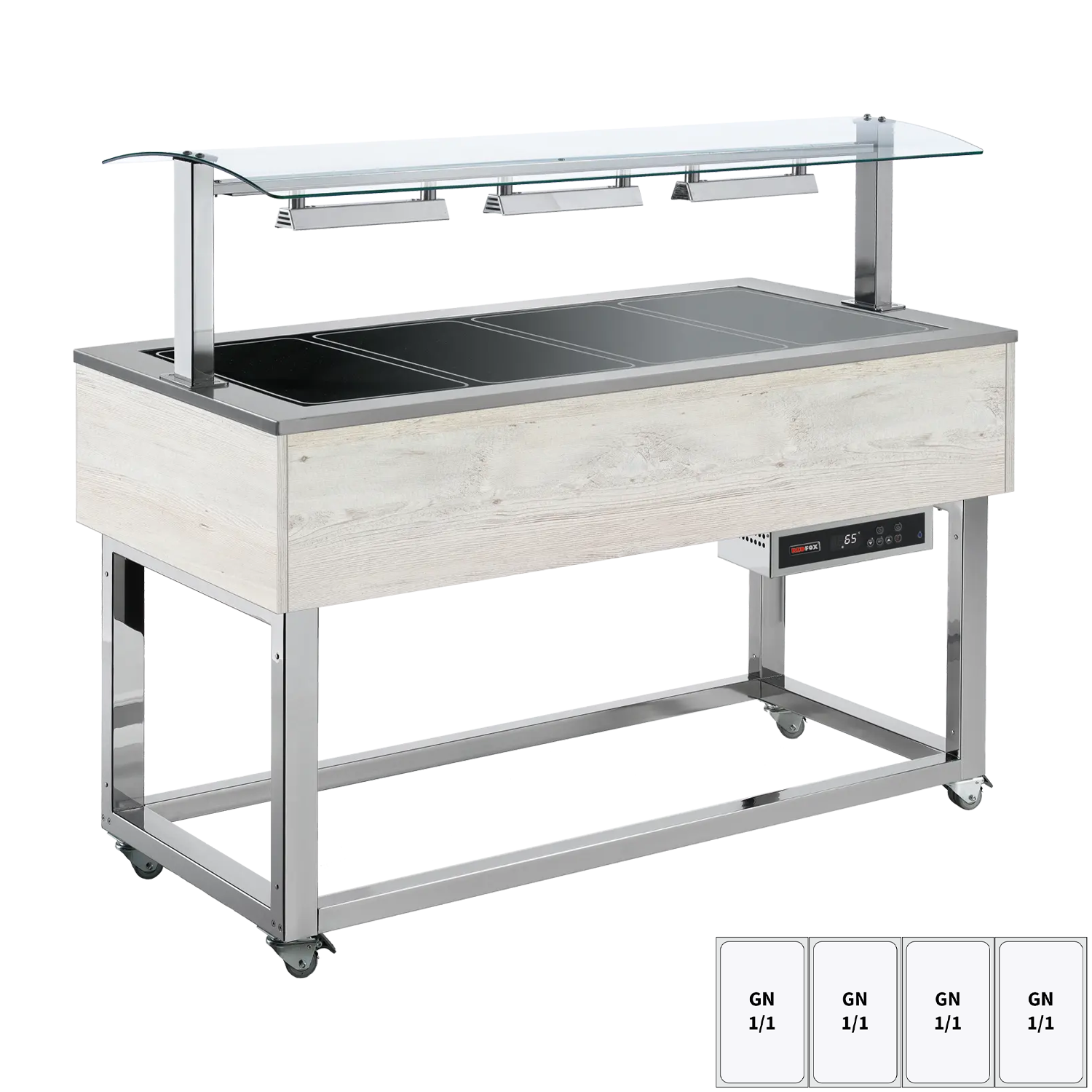 Food display island heated, glass ceramic GN 4-1/1 Hemlock | REDFOX - ES BROWN+ 4H