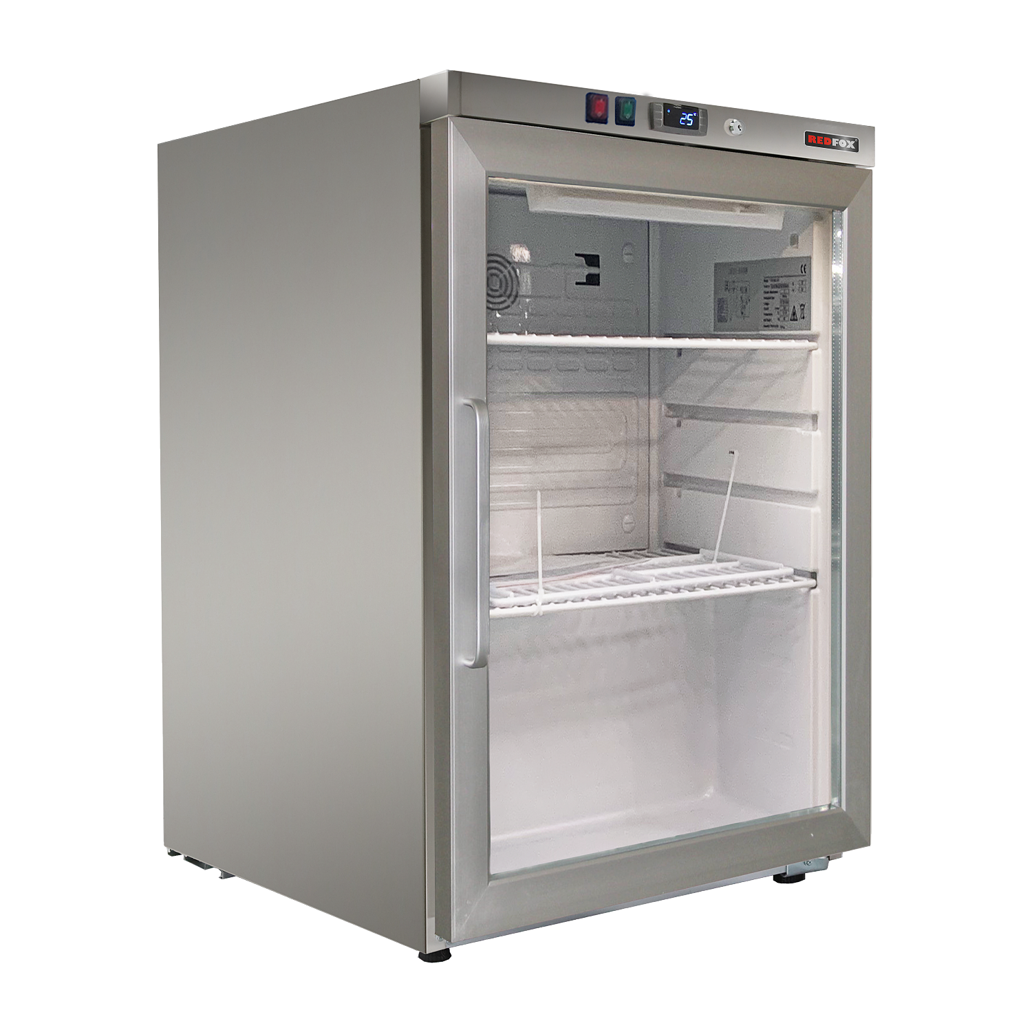Cooling cabinet 130 l, glass door, stainless steel | REDFOX - DRR 200 GS