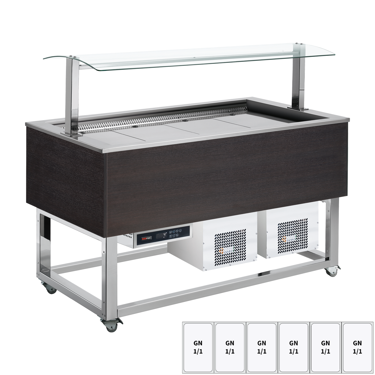 Food display island chilled GN 6-1/1 Wenge | REDFOX - ES BLUE+ 6W