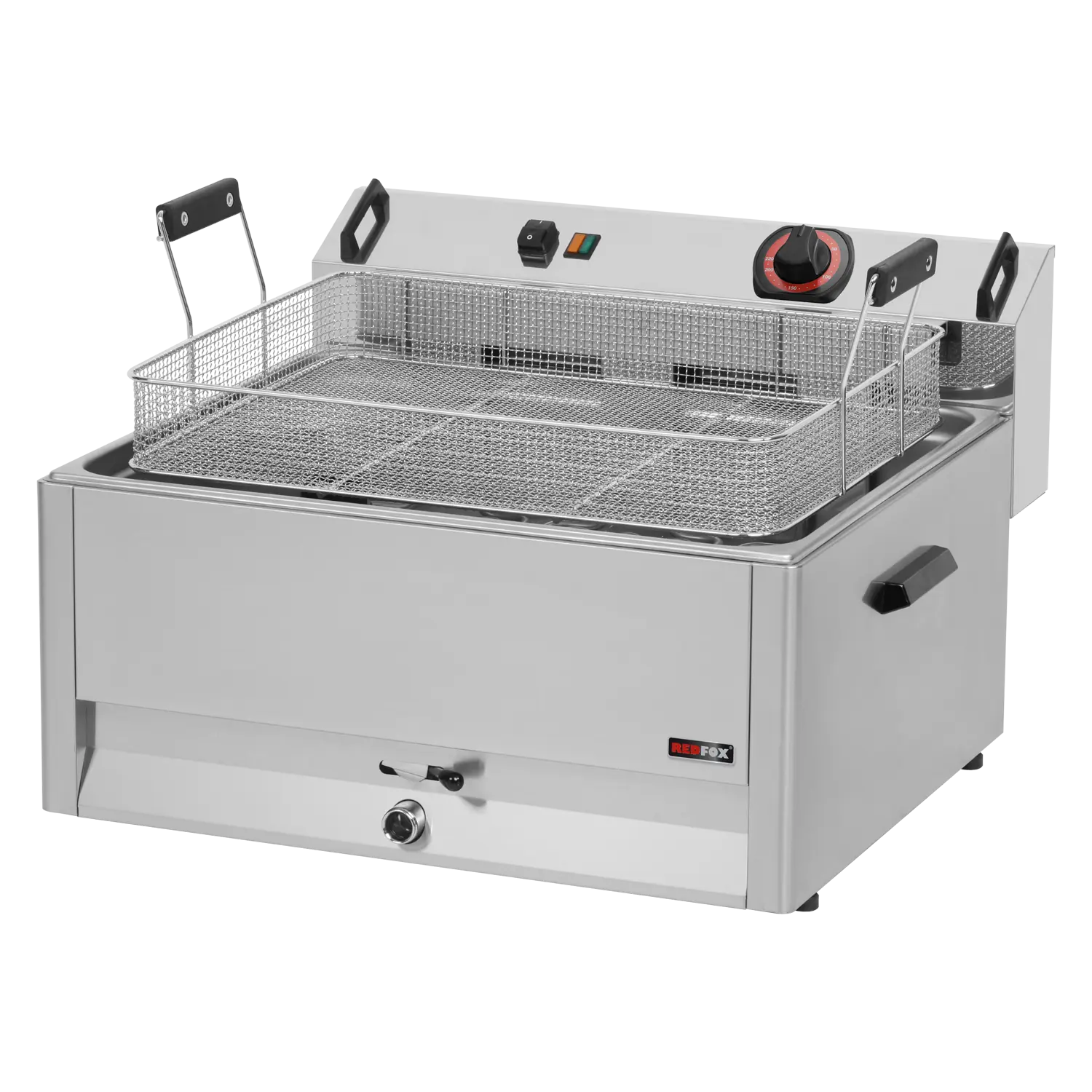 Electric fryer 0,5 kW/l, 30 l counter top drain tap 400 V | REDFOX - FE 60 T