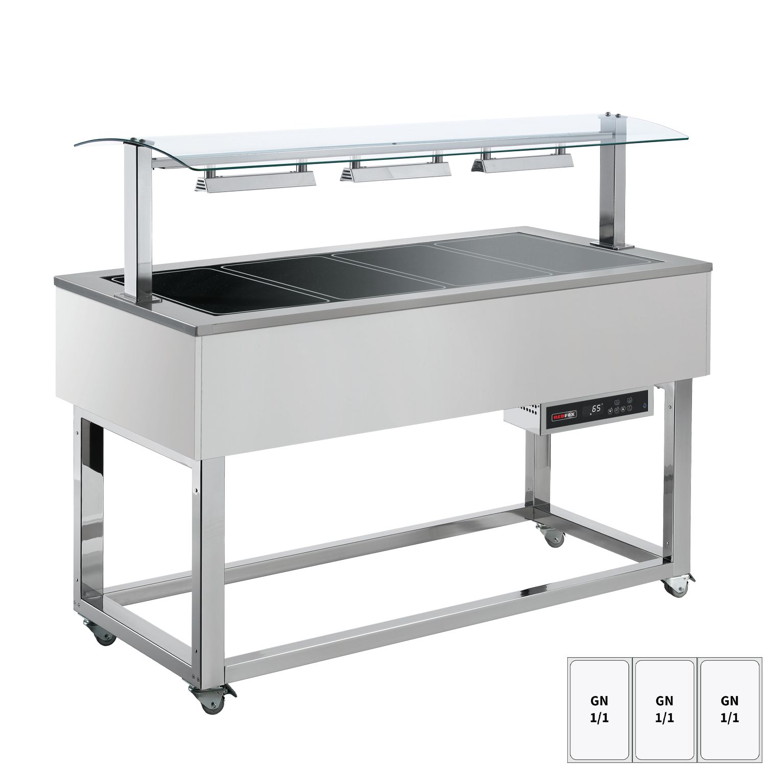 Food display island heated, glass ceramic GN 3-1/1 RAL | REDFOX - ES BROWN+ 3R
