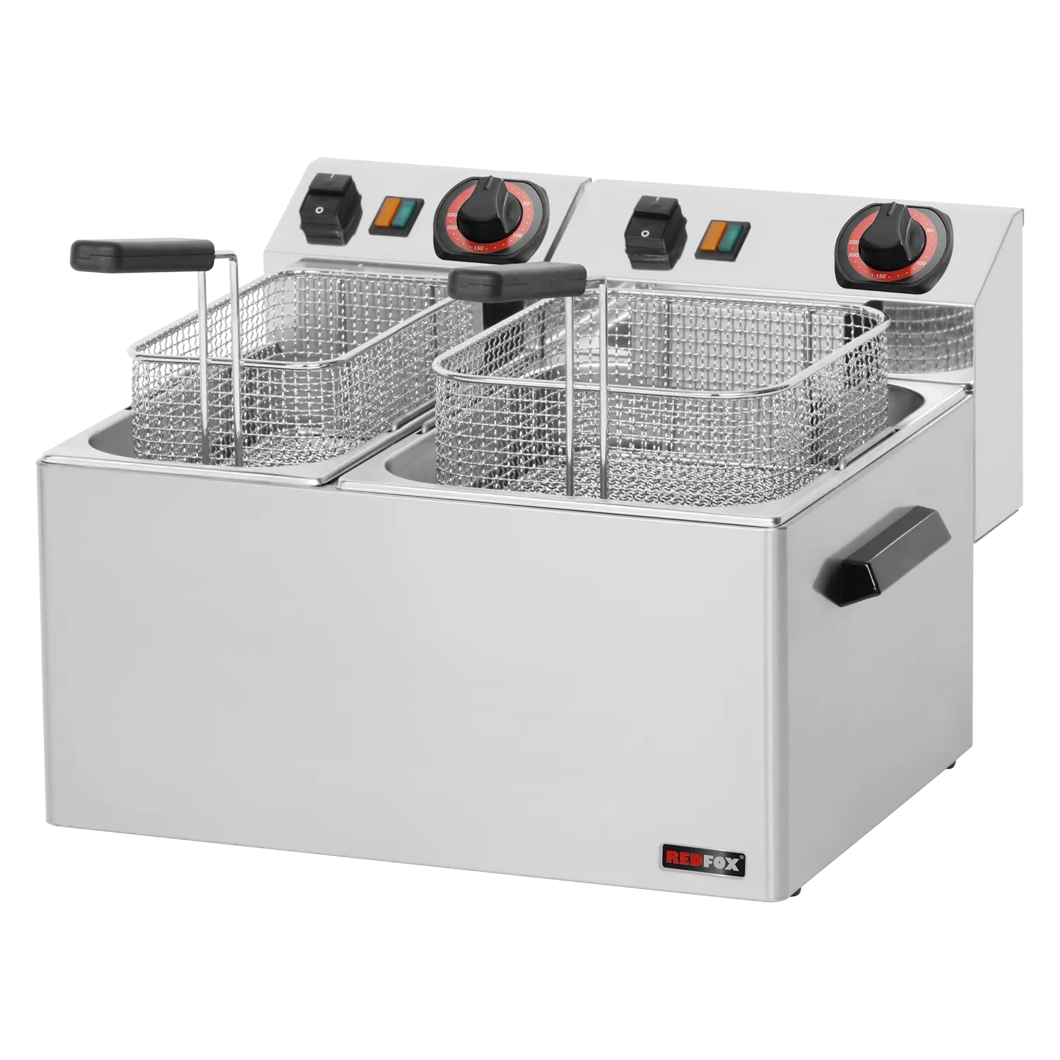 Electric fryer 0,42 + 0,38 kW/l, 8 + 5 l counter top 230 V | REDFOX - FE 74