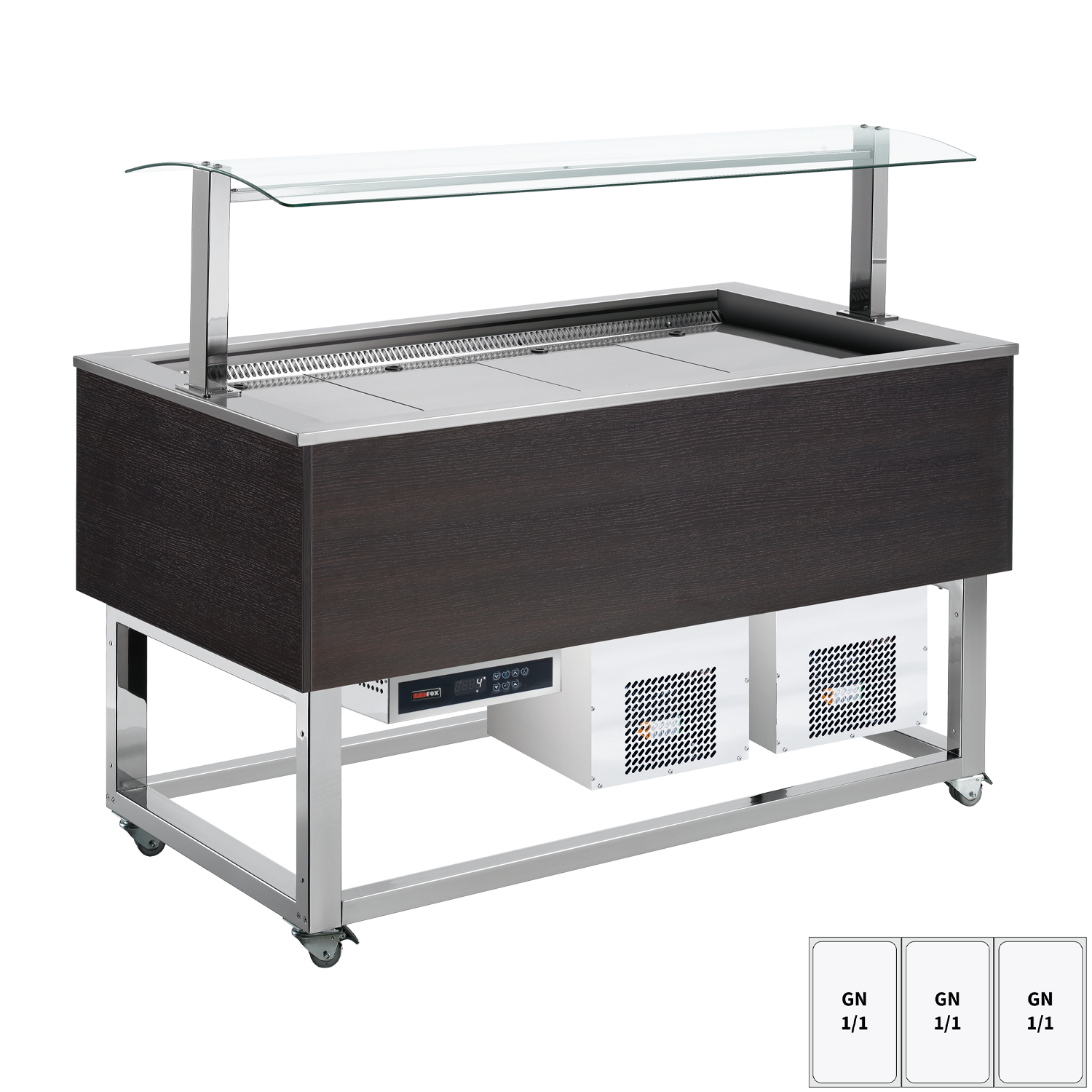 Food display island chilled GN 3-1/1 Wenge | REDFOX - ES BLUE+ 3W