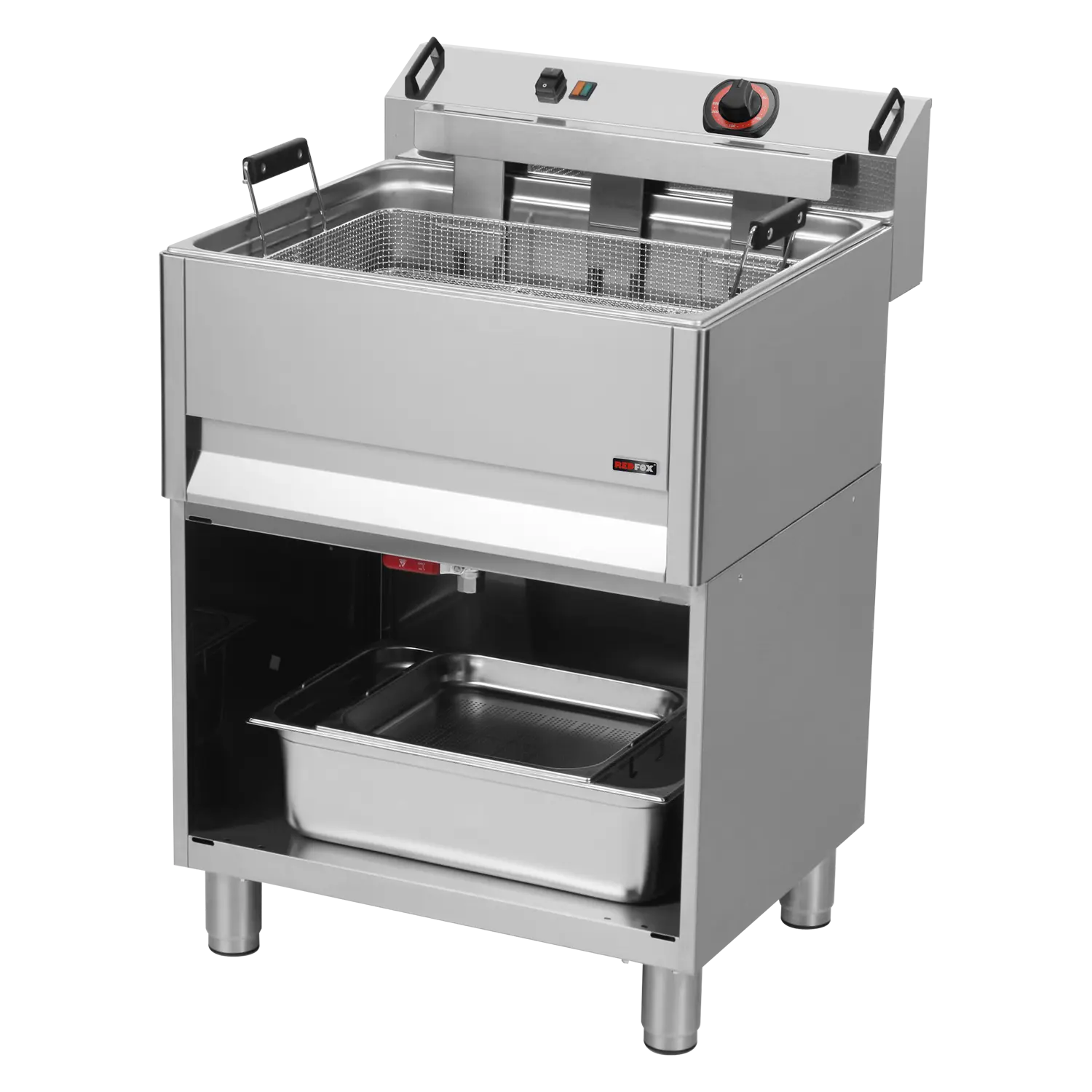 Electric fryer 0,5 kW/l, 30 l counter top drain tap 400 V | REDFOX - FE 60 T/P