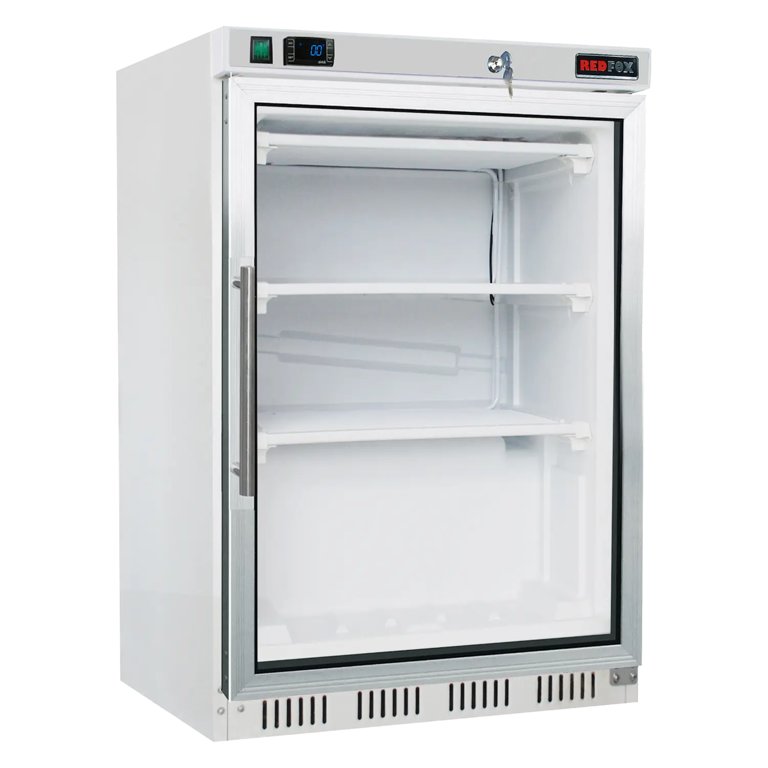 Freezing cabinet 130 l glass door 3x shelf, white | REDFOX - HF 200/G