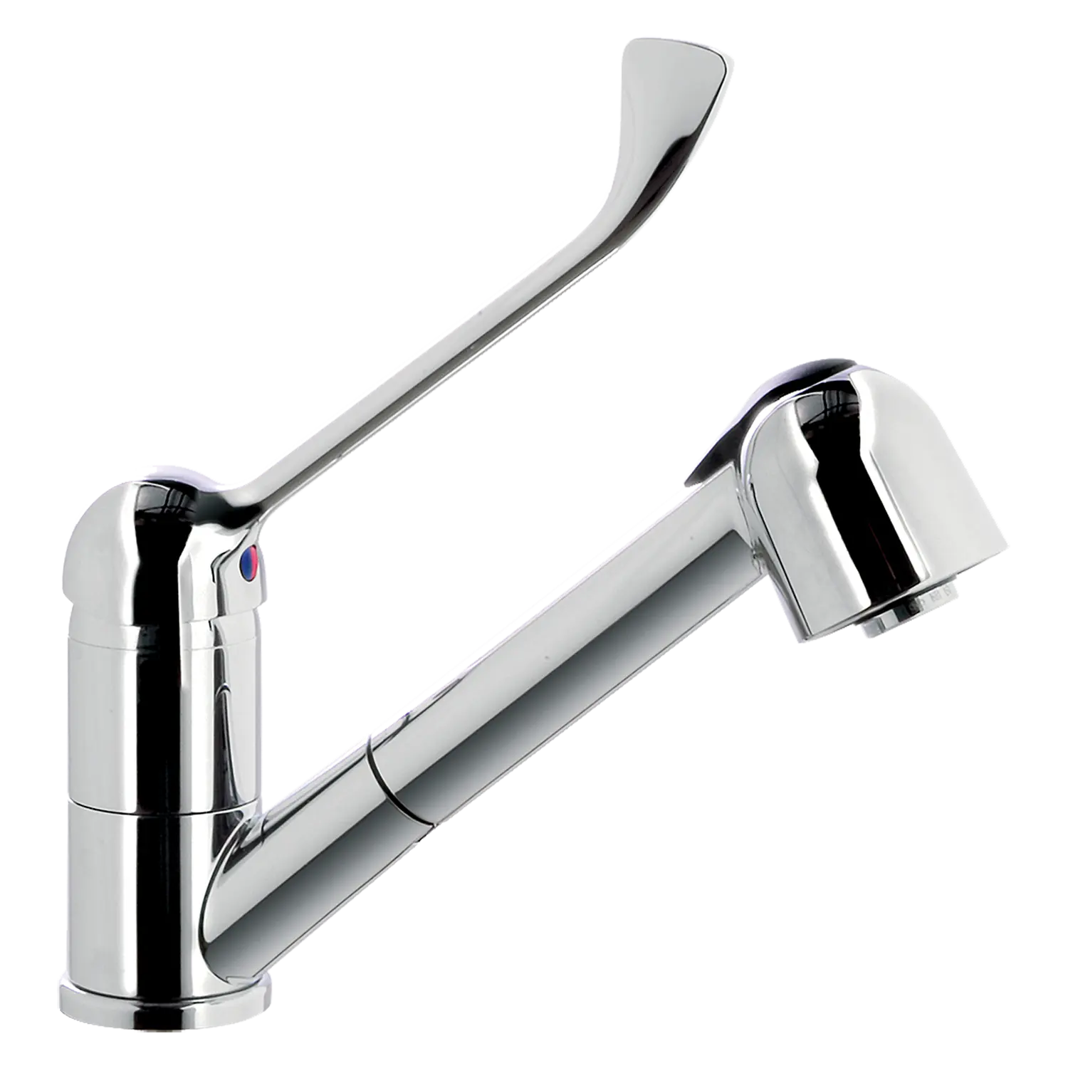 One hole sink mixer with detachable shower and black clinical lever | REDFOX - BSV 1