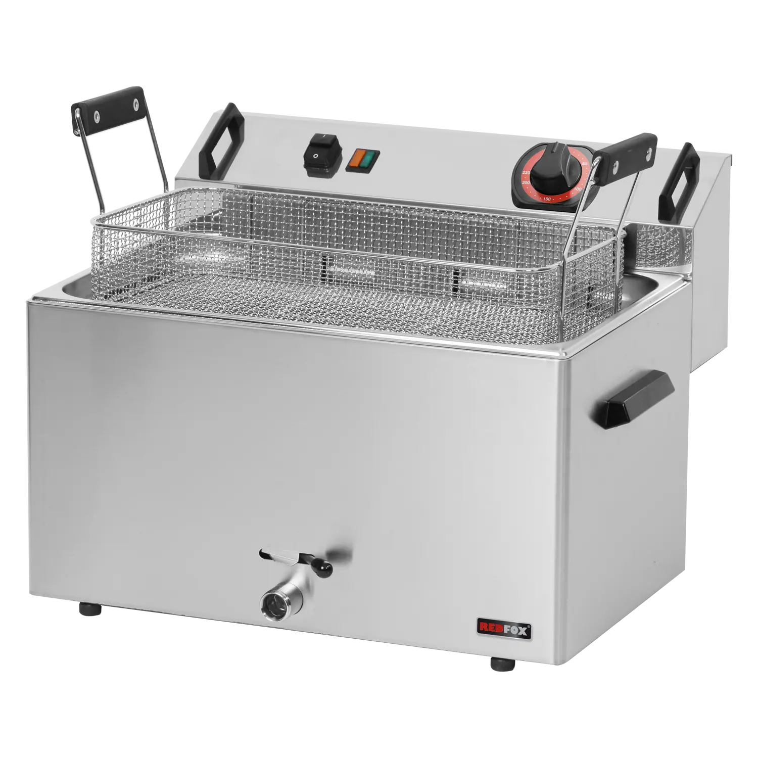 Electric fryer 0,56 kW/l, 16 l counter top drain tap 400 V | REDFOX - FE 30 T