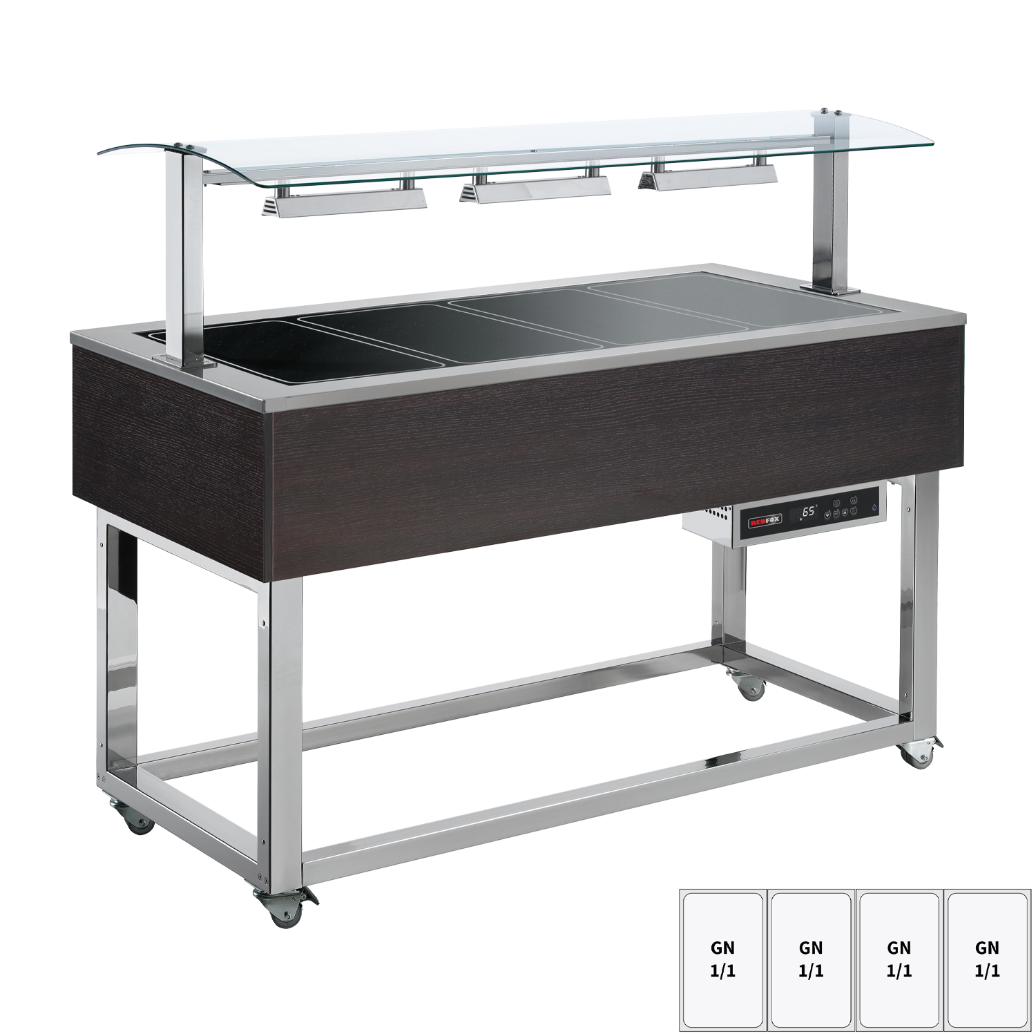 Food display island heated, glass ceramic GN 4-1/1 Wenge | REDFOX - ES BROWN+ 4W