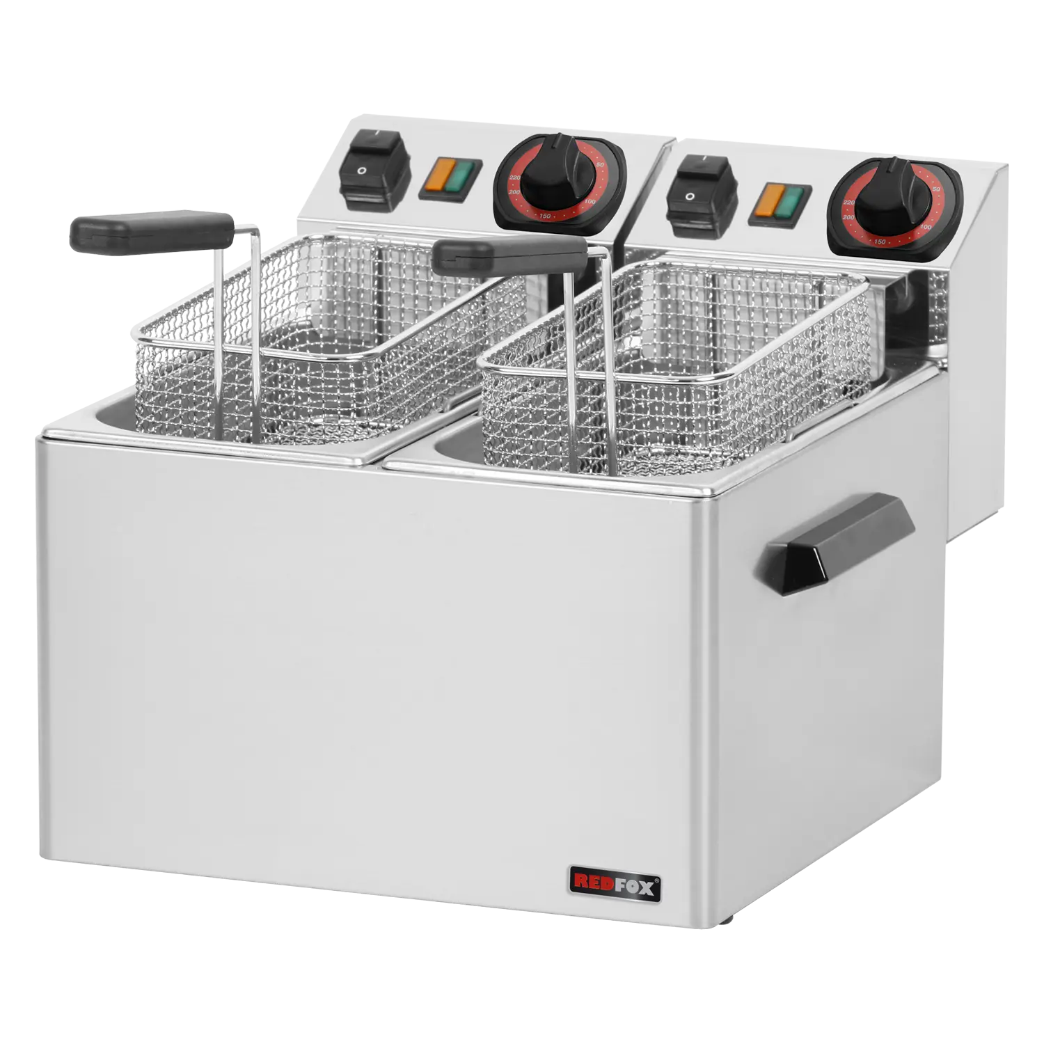 Electric fryer 2 baskets 0,6 kW/l, 5+5 l counter top 230 V | REDFOX - FE 44 S