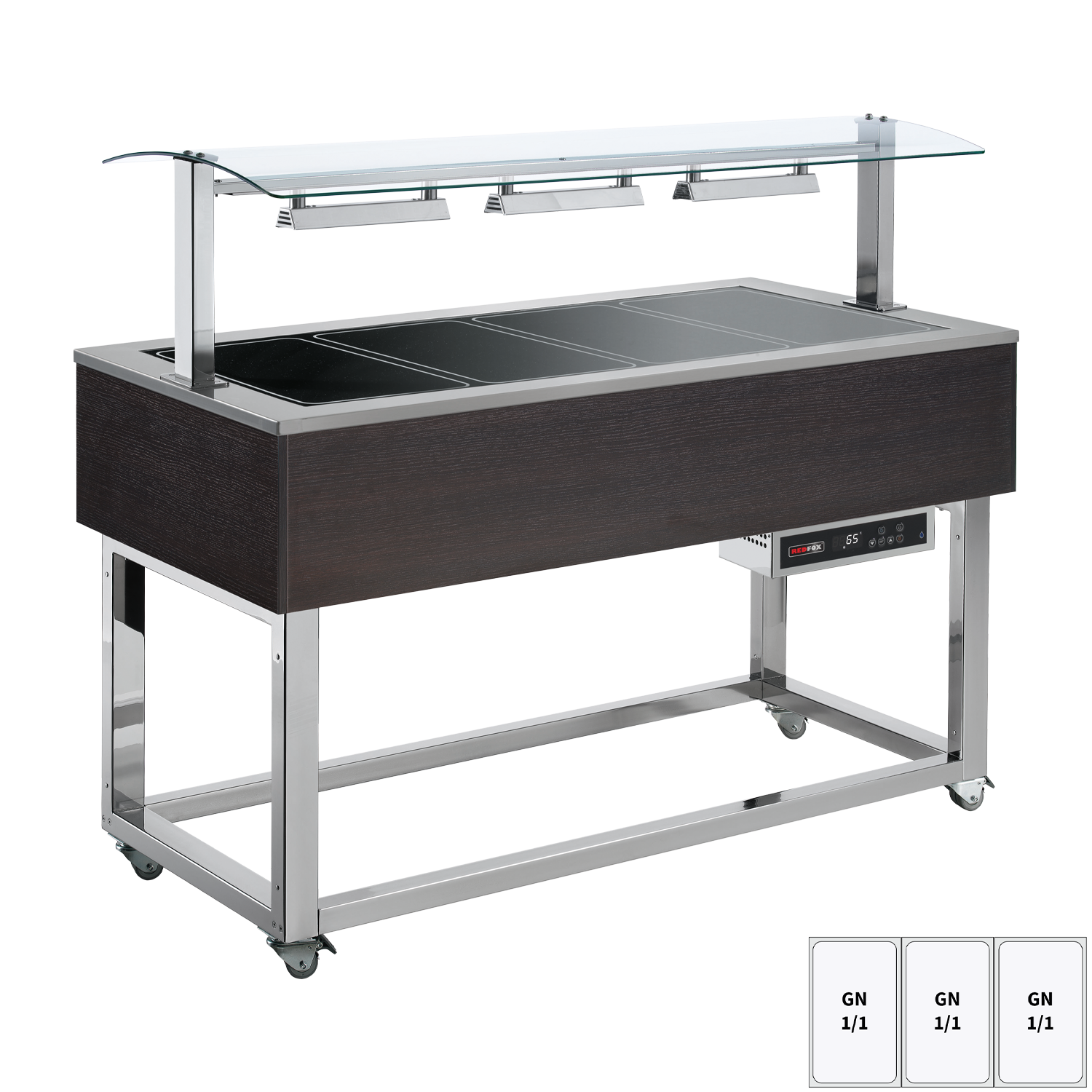 Food display island heated, glass ceramic GN 3-1/1 Wenge | REDFOX - ES BROWN+ 3W