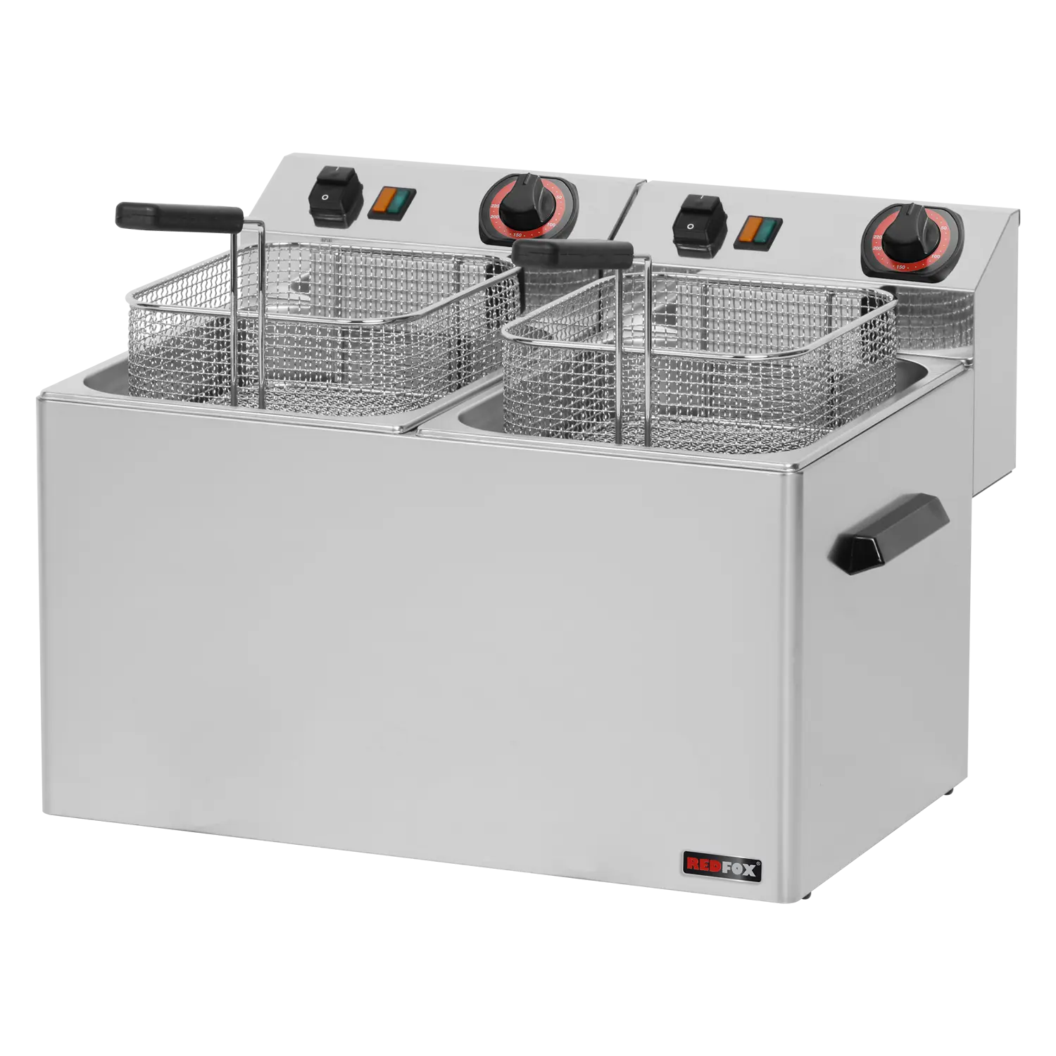 Electric fryer 2 baskets 0,75 kW/l, 8+8 l counter top 400 V | REDFOX - FE 77 T