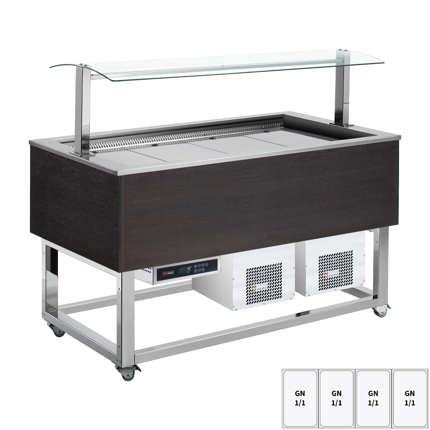 Food display island chilled GN 4-1/1 Wenge | REDFOX - ES BLUE+ 4W